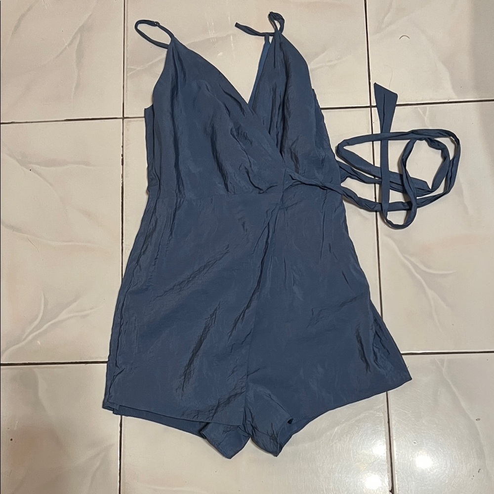Essue Light Blue Wrap Romper